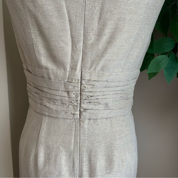 Shoshanna Metallic Abigail Pleated Sheath Dress Gold Sz 6 - Picture 12 of 16